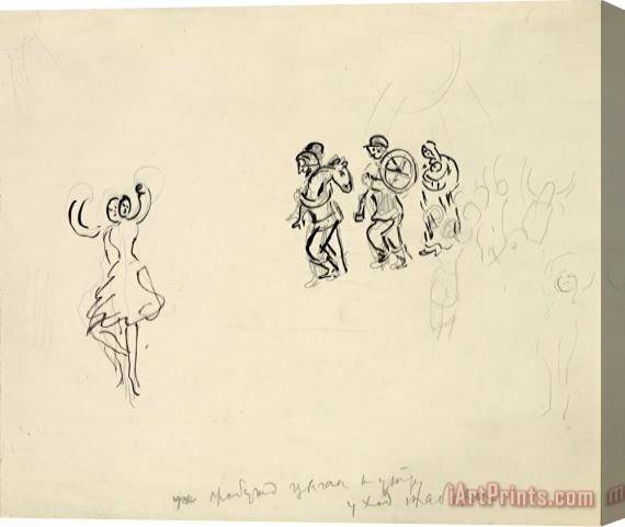 Marc Chagall Sketch for The Choreographer, for Aleko. (1942) Stretched Canvas Print / Canvas Art