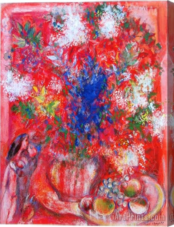 Marc Chagall The Red Flowers Stretched Canvas Painting / Canvas Art