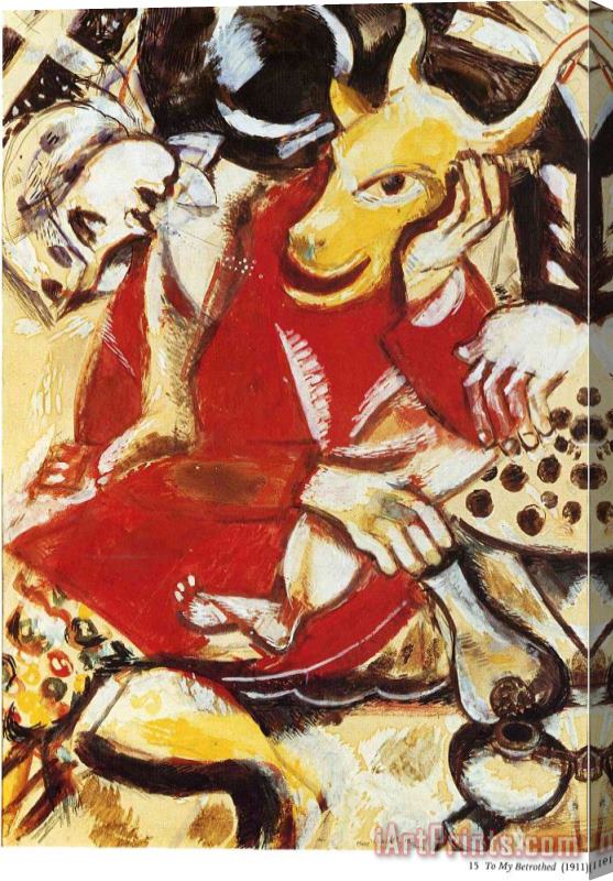 Marc Chagall To My Betrothed 1911 Stretched Canvas Painting / Canvas Art