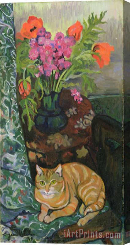 Marie Clementine Valadon Bouquet and a Cat Stretched Canvas Painting / Canvas Art