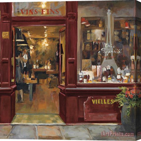Marilyn Hageman Parisian Wine Shop Red Crop Stretched Canvas Print / Canvas Art