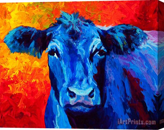 Marion Rose Blue Cow II Stretched Canvas Painting / Canvas Art