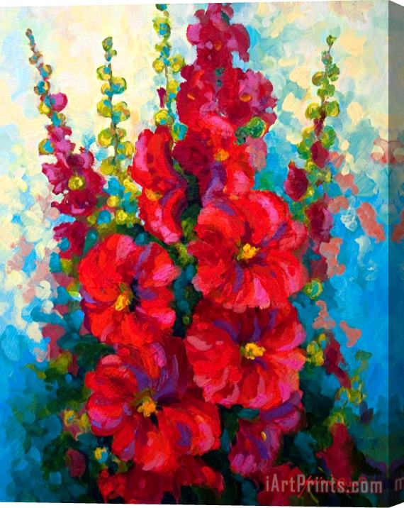 Marion Rose Hollyhocks Stretched Canvas Print / Canvas Art