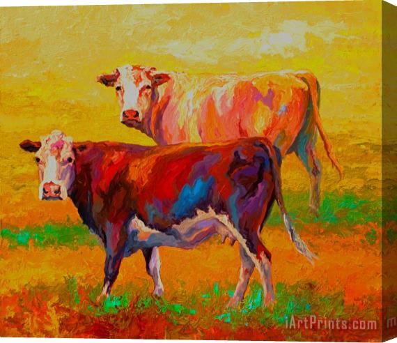 Marion Rose Two Cows Stretched Canvas Painting / Canvas Art