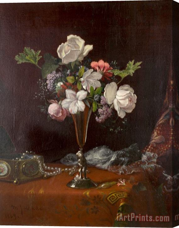 Martin Johnson Heade Mixed Flowers with a Box And Pearls Stretched Canvas Painting / Canvas Art