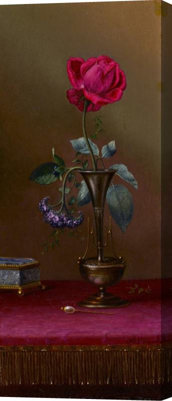 Martin Johnson Heade Red Rose And Heliotrope in a Vase Stretched Canvas Painting / Canvas Art
