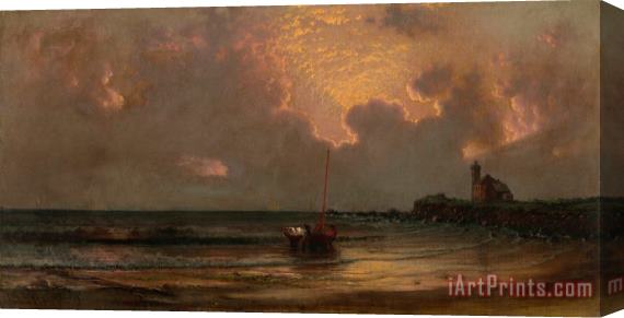 Martin Johnson Heade Sunset at Point Judith Light, 1869 Stretched Canvas Print / Canvas Art