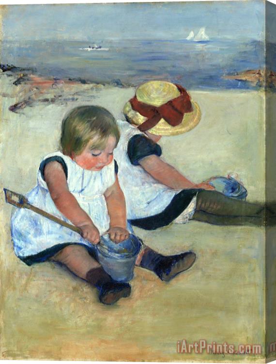 Mary Cassatt Children Playing on The Beach Stretched Canvas Painting / Canvas Art