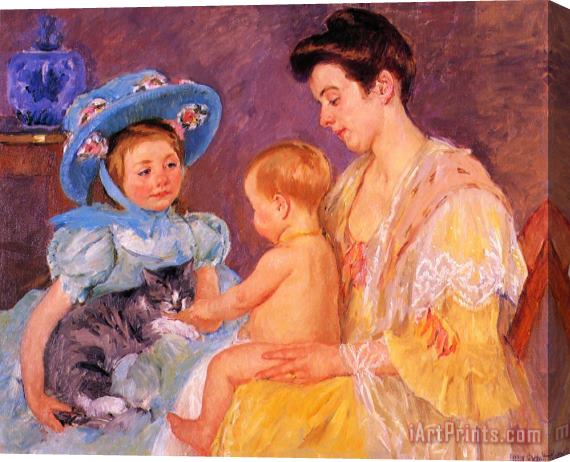 Mary Cassatt Children Playing with a Cat Stretched Canvas Painting / Canvas Art