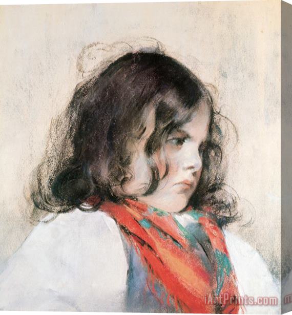 Mary Cassatt Head of a Child (pastel on Paper) Stretched Canvas Painting / Canvas Art