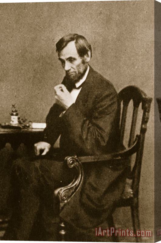 Mathew Brady Abraham Lincoln Sitting At Desk Stretched Canvas Print / Canvas Art