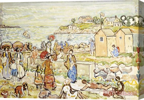 Maurice Brazil Prendergast Bathers And Strollers at Marblehead Stretched Canvas Print / Canvas Art