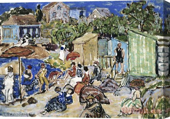Maurice Brazil Prendergast Painting of a Beach Scene Stretched Canvas Painting / Canvas Art