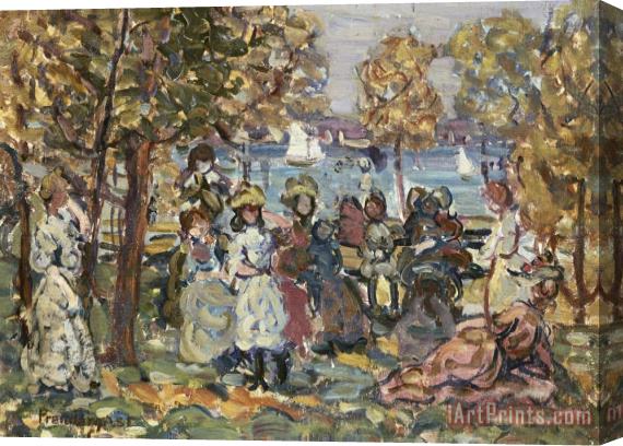 Maurice Brazil Prendergast Waterside Park Scene Stretched Canvas Painting / Canvas Art