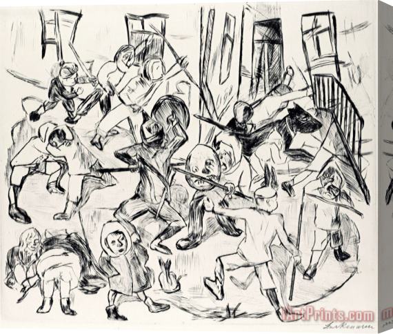 Max Beckmann Playing Children, Broad Format Stretched Canvas Painting / Canvas Art
