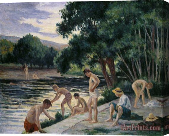Maximilien Luce Bathers on The Banks of The Cure Stretched Canvas Painting / Canvas Art