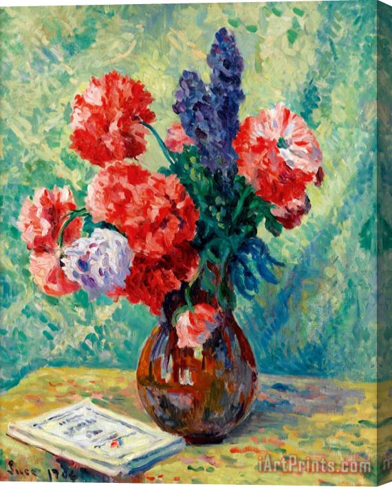 Maximilien Luce Vase De Fleurs Stretched Canvas Print / Canvas Art