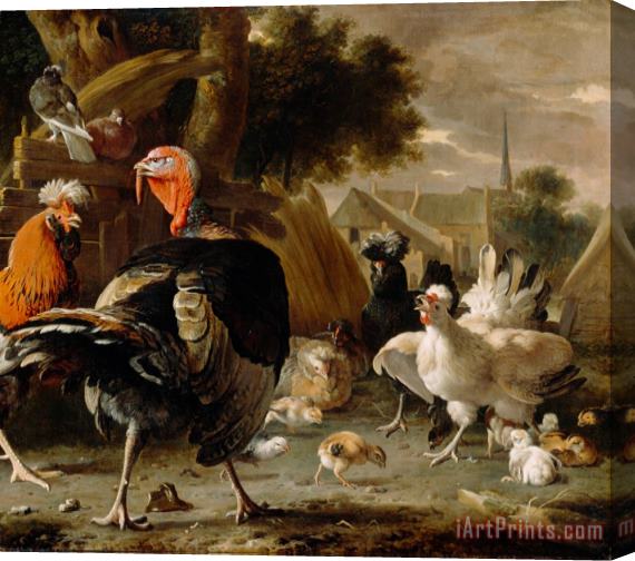 Melchior de Hondecoeter Poultry Yard Stretched Canvas Print / Canvas Art
