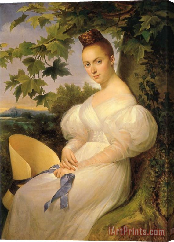 Merry Joseph Blondel Portrait of a Woman Seated Beneath a Tree Stretched Canvas Painting / Canvas Art