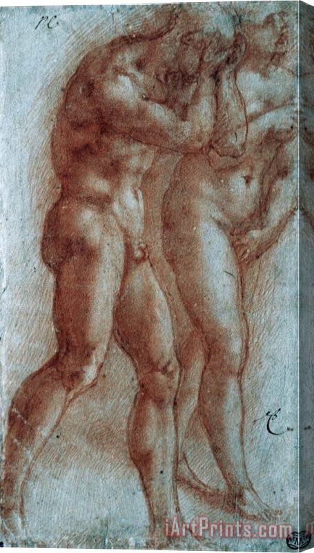 Michelangelo Buonarroti Adam And Eve Chased From Paradise Copy After Masaccio Red Chalk Stretched Canvas Print / Canvas Art