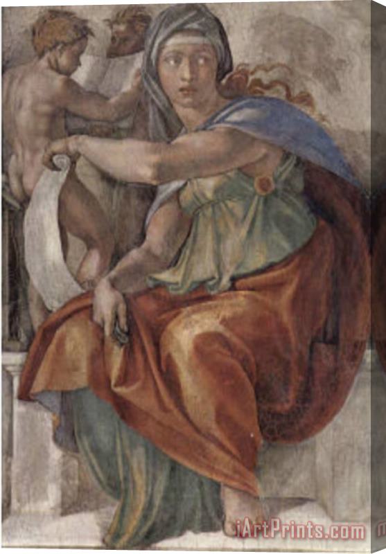 Michelangelo Buonarroti Ceiling Fresco of Creation in The Sistine Chapel Scene in Bezel The Delp Stretched Canvas Print / Canvas Art