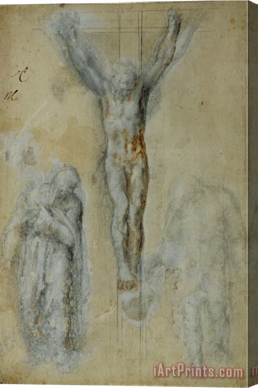 Michelangelo Buonarroti Christ on The Cross Between The Virgin Mary And Saint John Stretched Canvas Painting / Canvas Art