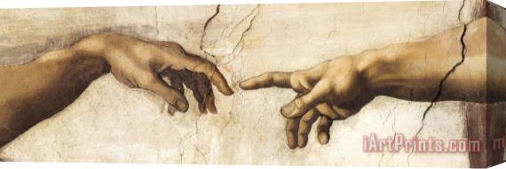 Michelangelo Buonarroti Creation Hands Stretched Canvas Painting / Canvas Art