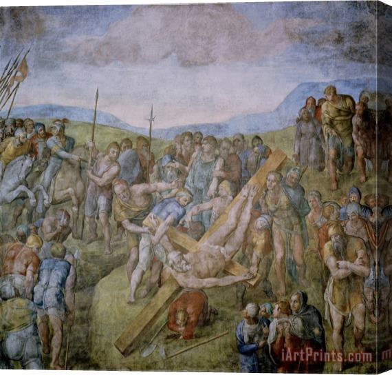Michelangelo Buonarroti Crucifixion of St Peter 1546 50 Fresco Stretched Canvas Print / Canvas Art