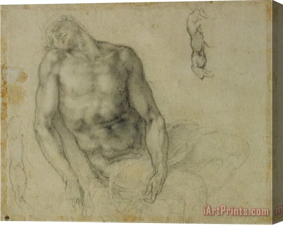 Michelangelo Buonarroti Figure of The Dead Christ And Two Studies of The Right Arm Stretched Canvas Painting / Canvas Art