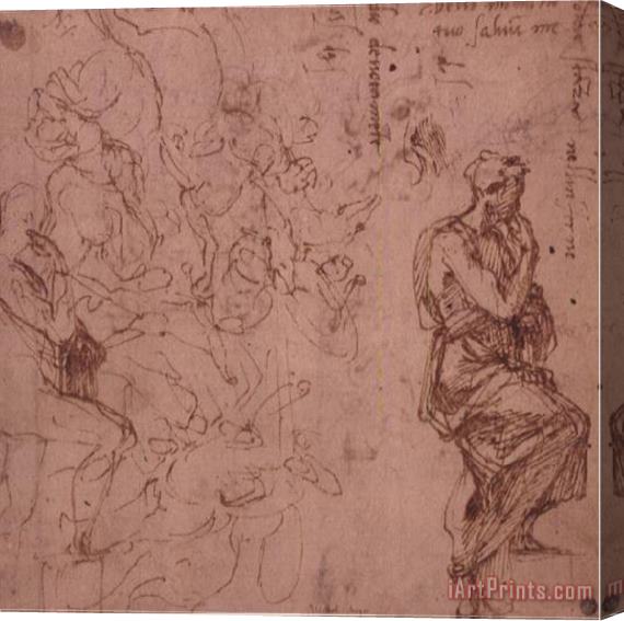 Michelangelo Buonarroti Figure Studies for a Woman Stretched Canvas Print / Canvas Art