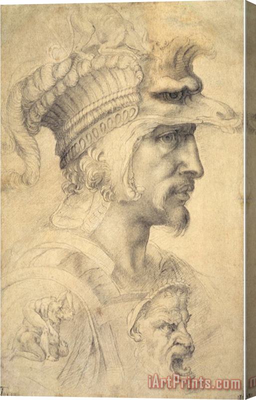 Michelangelo Buonarroti Ideal Head of a Warrior Stretched Canvas Print / Canvas Art
