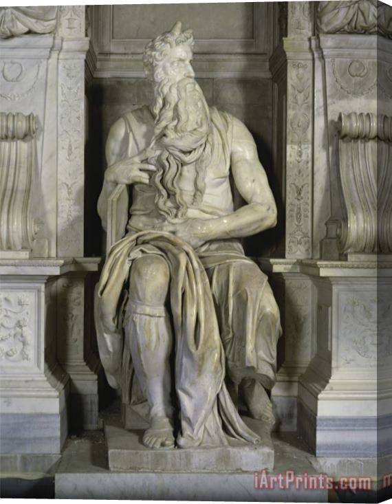 Michelangelo Buonarroti Moses Full Frontal View Stretched Canvas Print / Canvas Art
