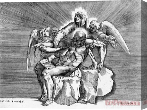Michelangelo Buonarroti Pieta Engraved by Giulio Sanuto Engraving Stretched Canvas Painting / Canvas Art