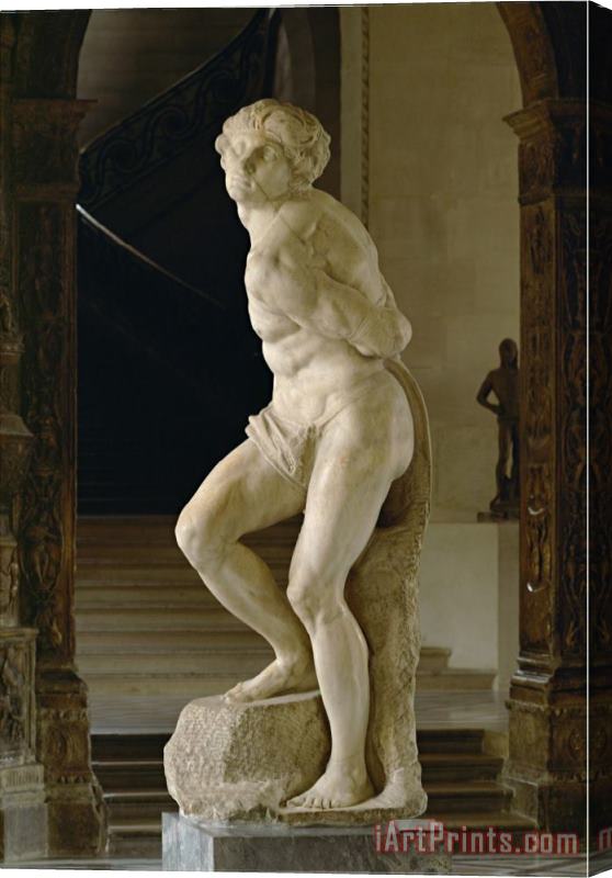 Michelangelo Buonarroti Rebellious Slave for The Tomb of Pope Julius II Giuliano Della Rovere Stretched Canvas Painting / Canvas Art