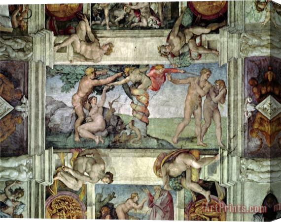 Michelangelo Buonarroti Sistine Chapel Ceiling 1508 12 Expulsion of Adam And Eve From The Garden of Eden Stretched Canvas Print / Canvas Art