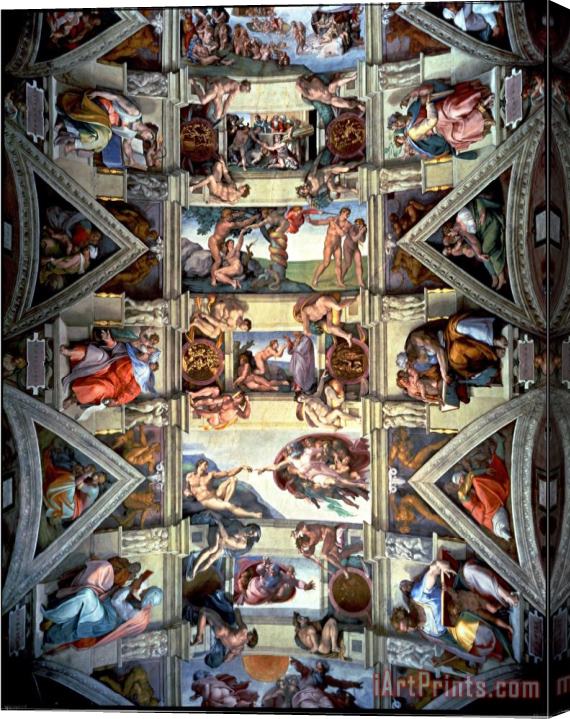 Michelangelo Buonarroti Sistine Chapel Ceiling And Lunettes 1508 12 Stretched Canvas Painting / Canvas Art