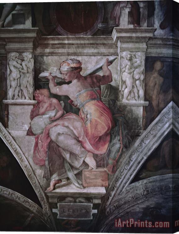 Michelangelo Buonarroti Sistine Chapel Ceiling Libyan Sibyl C 1508 10 Fresco Stretched Canvas Print / Canvas Art