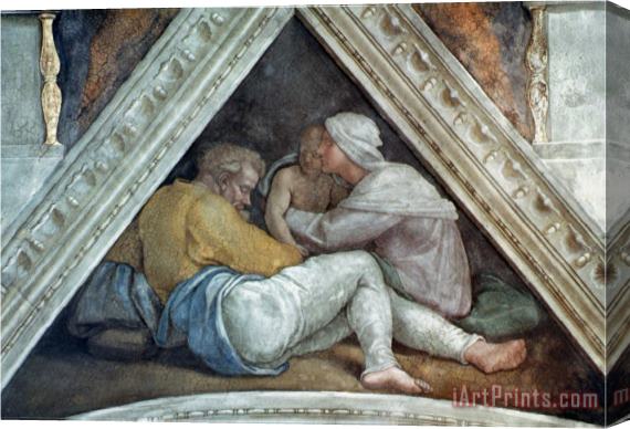 Michelangelo Buonarroti Sistine Chapel Ceiling The Ancestors of Christ Pre Restoration Stretched Canvas Painting / Canvas Art