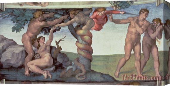 Michelangelo Buonarroti Sistine Chapel Ceiling The Fall of Man 1510 Stretched Canvas Painting / Canvas Art