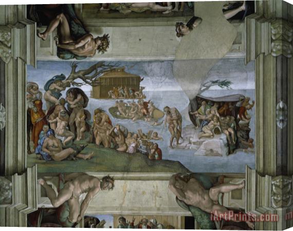 Michelangelo Buonarroti Sistine Chapel Ceiling The Flood 1508 12 Stretched Canvas Painting / Canvas Art