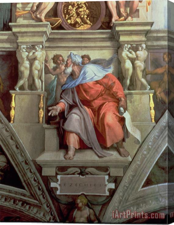Michelangelo Buonarroti Sistine Chapel Ceiling The Prophet Ezekiel 1510 Stretched Canvas Print / Canvas Art