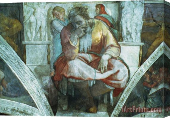 Michelangelo Buonarroti Sistine Chapel Ceiling The Prophet Jeremiah Pre Resoration Stretched Canvas Painting / Canvas Art