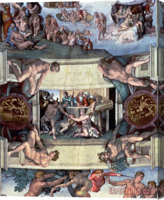 Michelangelo Buonarroti Sistine Chapel Ceiling The Sacrifice of Noah 1508 10 Stretched Canvas Print / Canvas Art