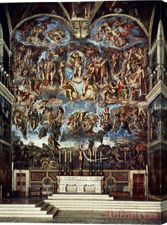Michelangelo Buonarroti Sistine Chapel with The Retable of The Last Judgement Fall of The Damned Stretched Canvas Print / Canvas Art