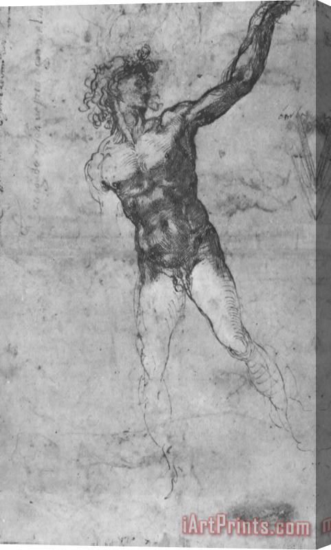 Michelangelo Buonarroti Sketch of a Nude Man Study for The Battle of Cascina Stretched Canvas Print / Canvas Art