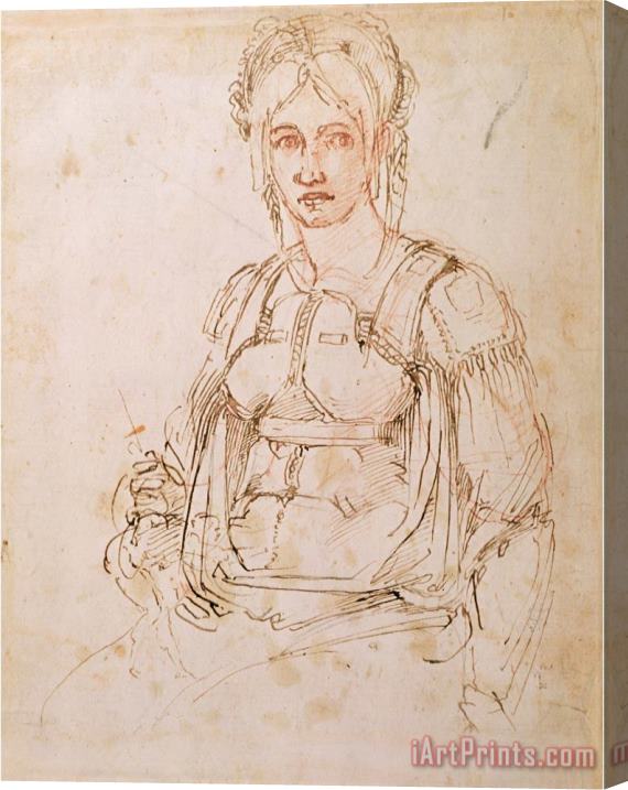 Michelangelo Buonarroti Sketch of a Seated Woman Stretched Canvas Painting / Canvas Art