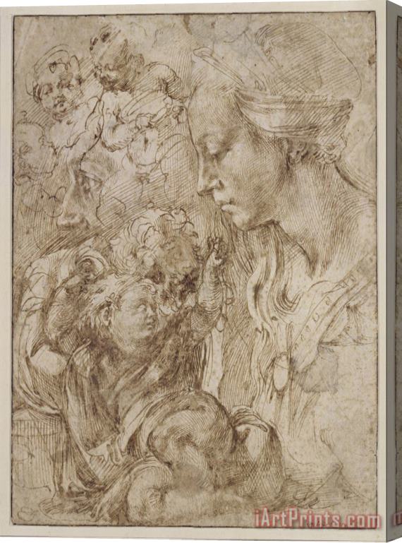 Michelangelo Buonarroti Studies for a Holy Family Stretched Canvas Print / Canvas Art