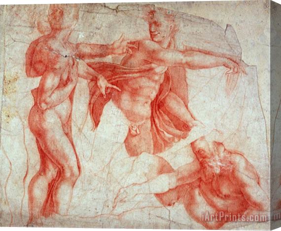 Michelangelo Buonarroti Studies of Male Nudes Stretched Canvas Painting / Canvas Art