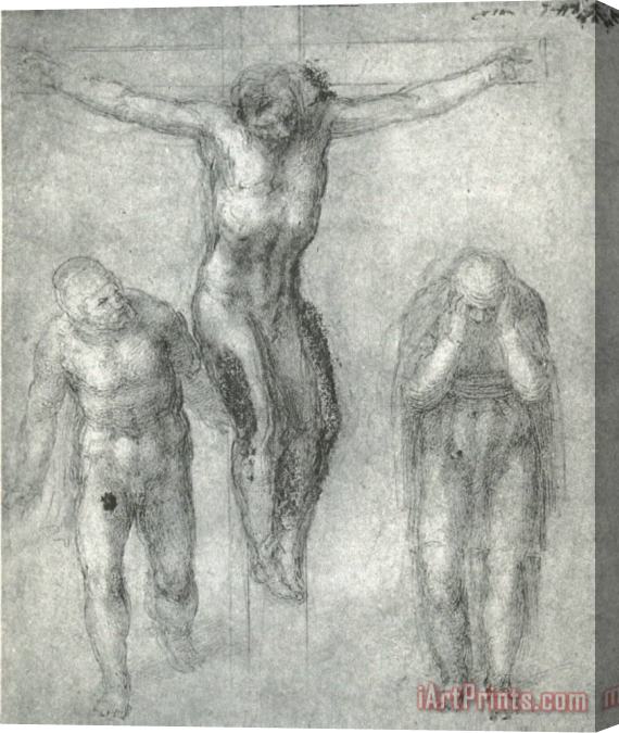 Michelangelo Buonarroti Study for Christ on The Cross with Mourners 1548 Stretched Canvas Print / Canvas Art