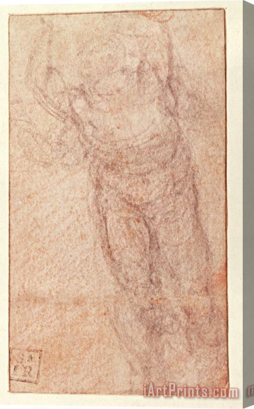 Michelangelo Buonarroti Study for The Resurrection C 1532 34 Red And Black Chalk on Paper Recto Stretched Canvas Print / Canvas Art